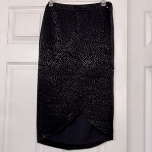 Ted Baker Subtle Animal Print Go Wild With Ted Faux Wrap Black Skirt Pockets 0